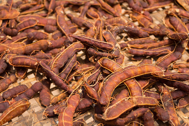 Dried tamarind is a food ingredient.Preservation of Thai traditional wisdom